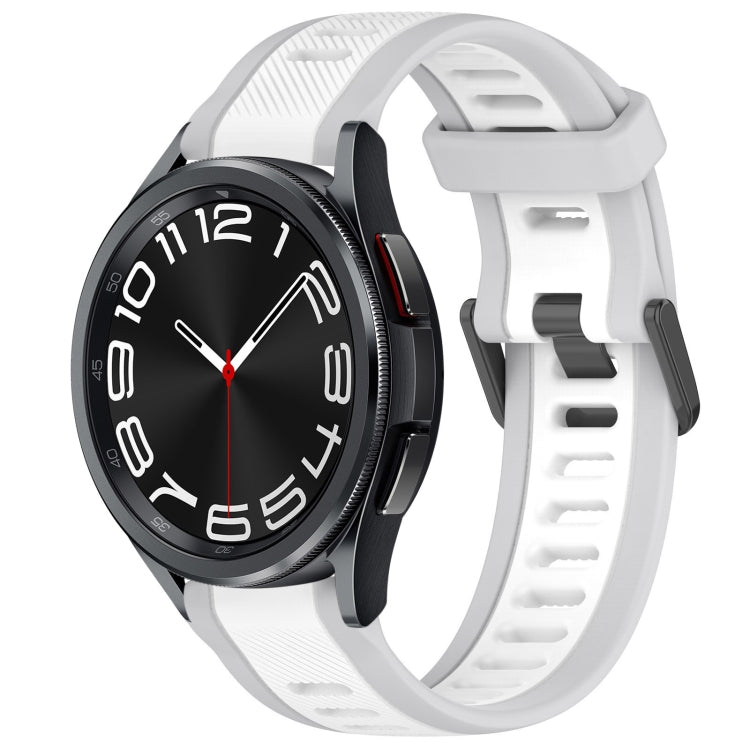 20mm Two Color Textured Silicone Watch Band, For Samsung Galaxy Watch 6 Classic 47mm, For Samsung Galaxy Watch 6 44mm