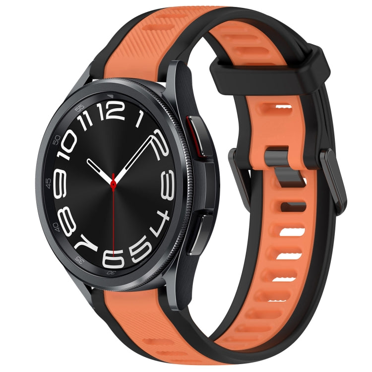 20mm Two Color Textured Silicone Watch Band, For Samsung Galaxy Watch 6 40mm, For Samsung Galaxy Watch 6 Classic 43mm