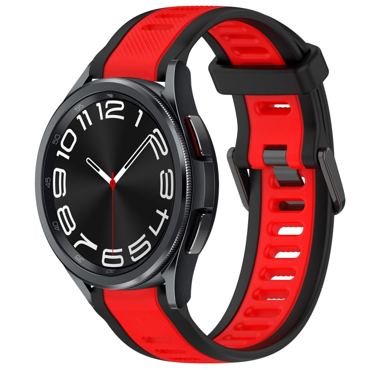 20mm Two Color Textured Silicone Watch Band, For Samsung Galaxy Watch 6 40mm, For Samsung Galaxy Watch 6 Classic 43mm