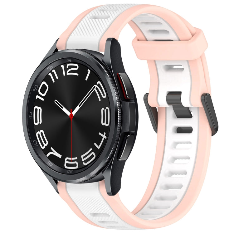 20mm Two Color Textured Silicone Watch Band, For Samsung Galaxy Watch 6 40mm, For Samsung Galaxy Watch 6 Classic 43mm