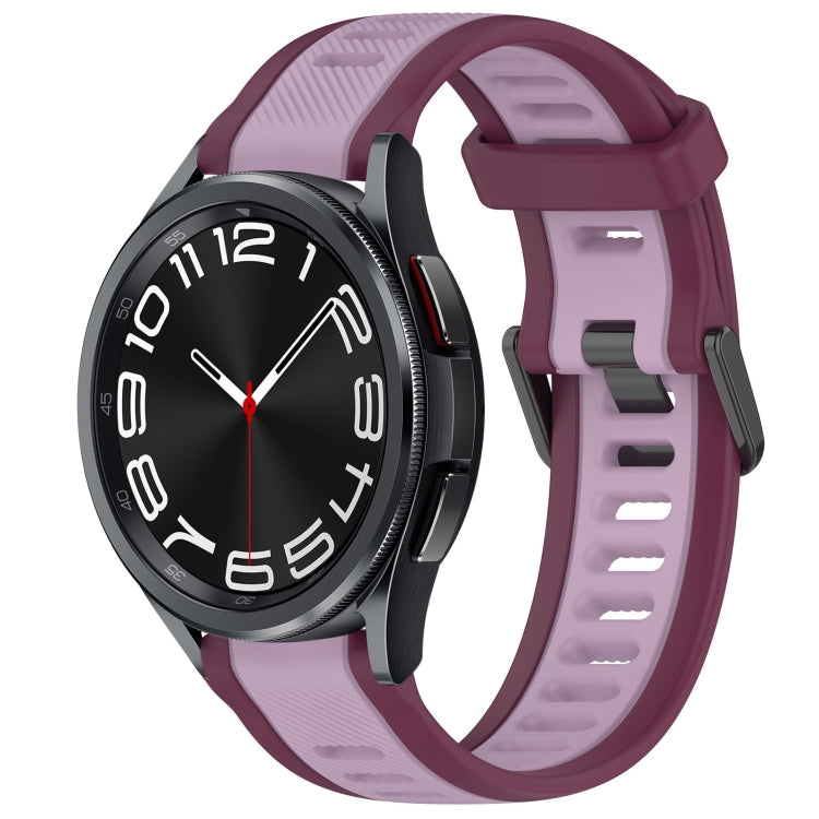 20mm Two Color Textured Silicone Watch Band, For Samsung Galaxy Watch 6 40mm, For Samsung Galaxy Watch 6 Classic 43mm