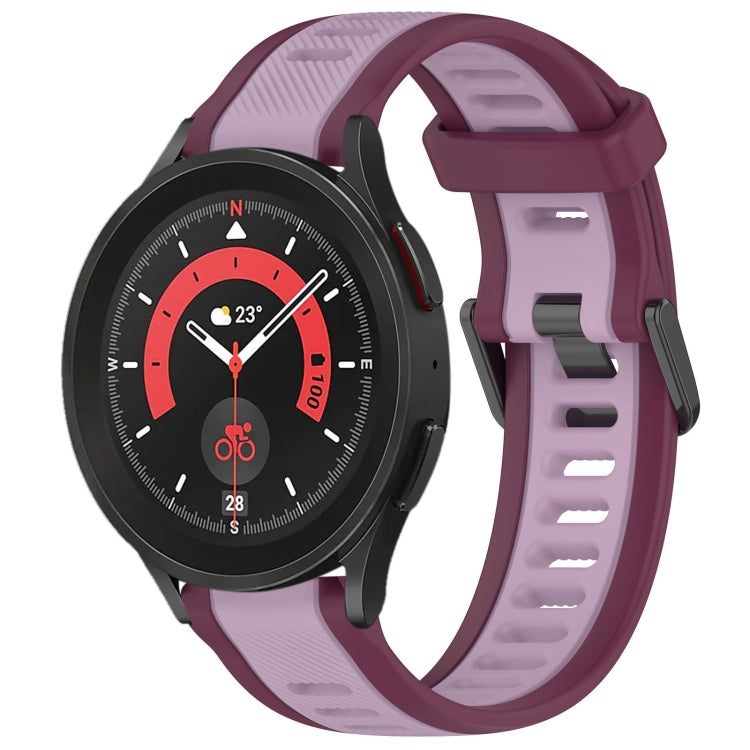 20mm Two Color Textured Silicone Watch Band, For Samsung Galaxy Watch 5  44mm, For Samsung Galaxy Watch 5 Pro  45mm