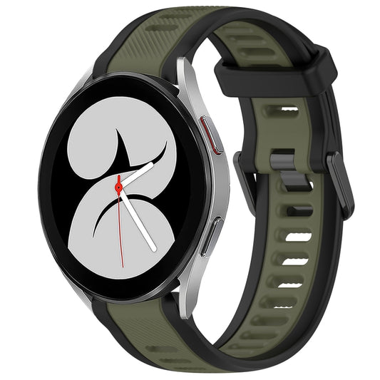 20mm Two Color Textured Silicone Watch Band, For Samsung Galaxy Watch 4 40mm, For Samsung  Galaxy Watch 4 Classic 46mm