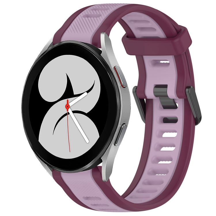 20mm Two Color Textured Silicone Watch Band, For Samsung Galaxy Watch 4 40mm, For Samsung  Galaxy Watch 4 Classic 46mm
