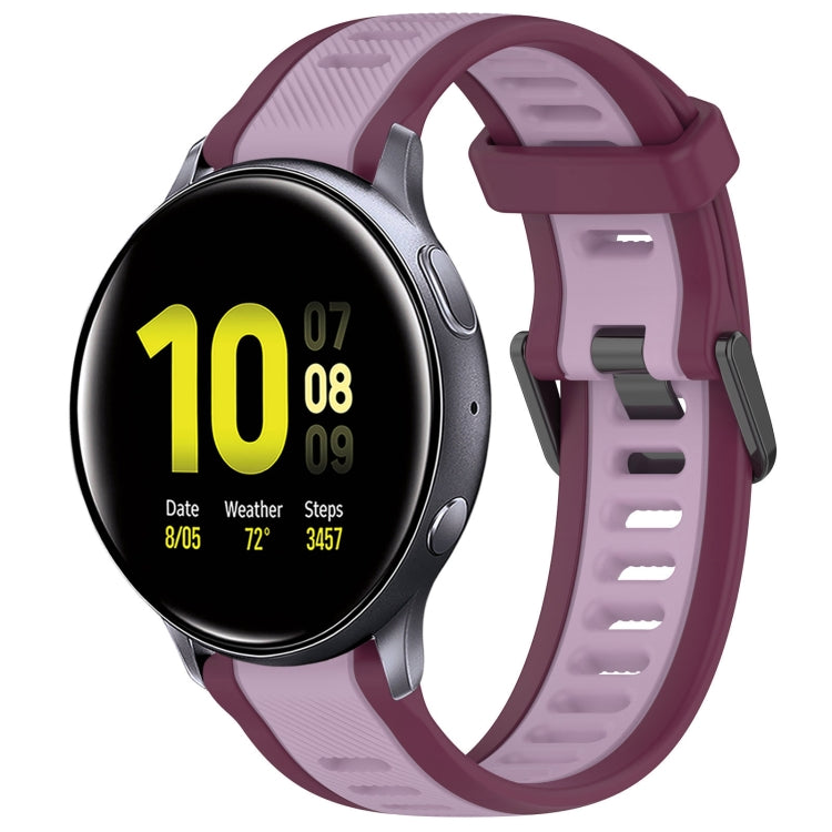 20mm Two Color Textured Silicone Watch Band, For Samsung  Galaxy Watch 4 Classic 42mm, For Samsung Galaxy Watch Active 2 44mm