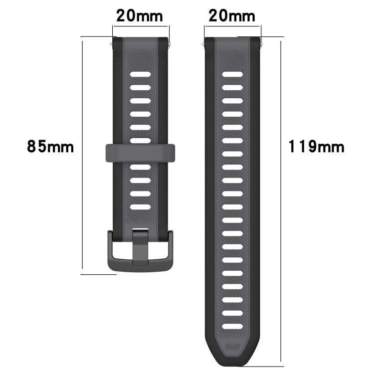 20mm Two Color Textured Silicone Watch Band, For Samsung  Galaxy Watch 4 Classic 42mm, For Samsung Galaxy Watch Active 2 44mm