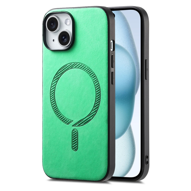 Solid Color Retro Magsafe PU Back Cover Phone Case