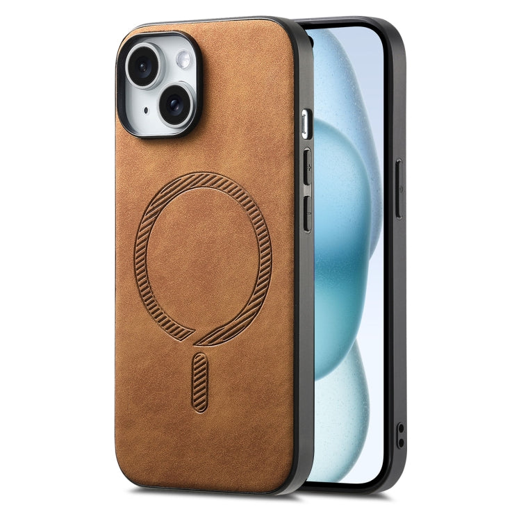 Solid Color Retro Magsafe PU Back Cover Phone Case