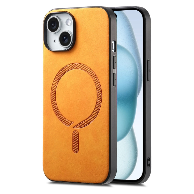 Solid Color Retro Magsafe PU Back Cover Phone Case