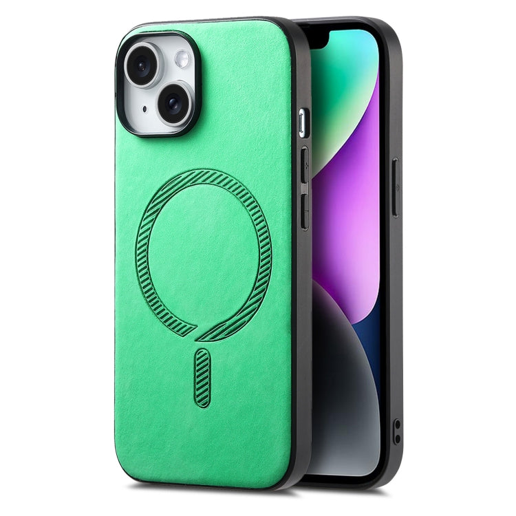 Solid Color Retro Magsafe PU Back Cover Phone Case