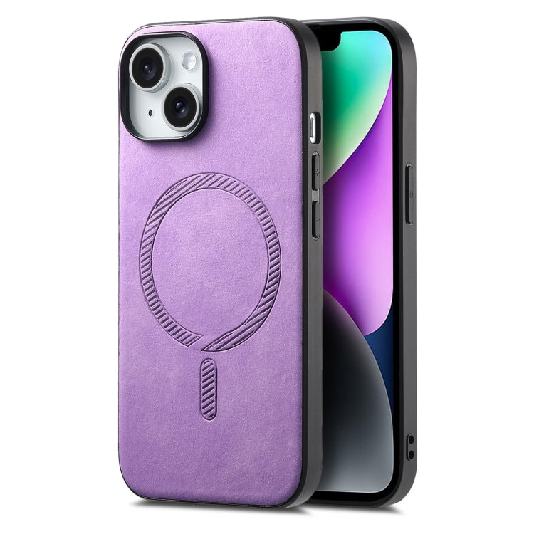 Solid Color Retro Magsafe PU Back Cover Phone Case