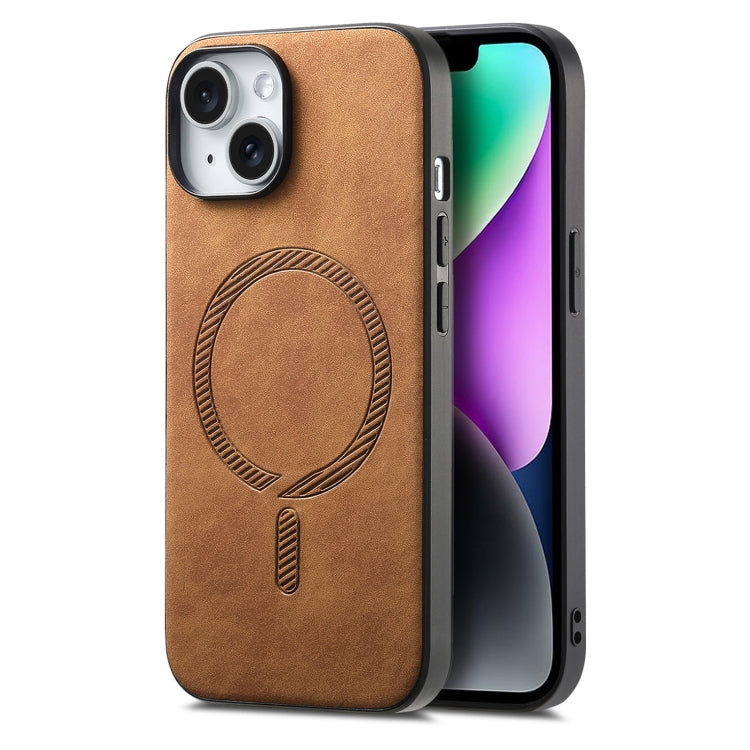 Solid Color Retro Magsafe PU Back Cover Phone Case