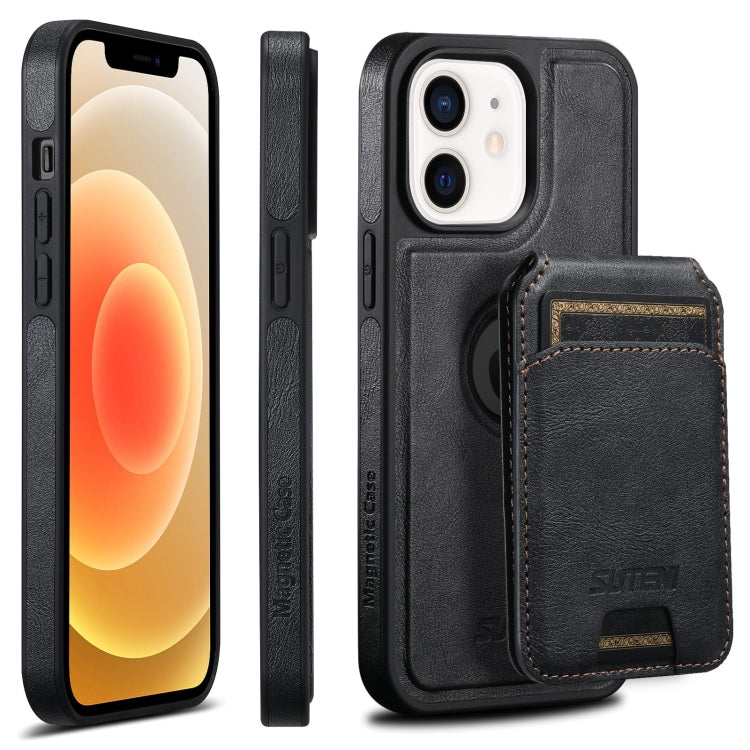 Suteni M2 Oil Wax MagSafe Horizontal Card Bag Phone Case, For iPhone 14 Plus, For iPhone 14, For iPhone 14 Pro, For iPhone 14 Pro Max, For iPhone 13 Pro Max, For iPhone 13 Pro, For iPhone 13, For iPhone 12