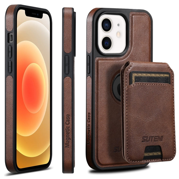 Suteni M2 Oil Wax MagSafe Horizontal Card Bag Phone Case, For iPhone 14 Plus, For iPhone 14, For iPhone 14 Pro, For iPhone 14 Pro Max, For iPhone 13 Pro Max, For iPhone 13 Pro, For iPhone 13, For iPhone 12