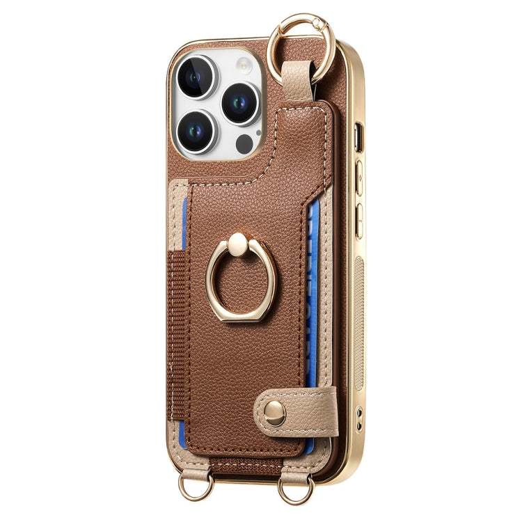 Fashion Ring Card Bag Phone Case with Hang Loop, For iPhone 16 Pro Max, For iPhone 16 Pro, For iPhone 16 Plus, For iPhone 16, For iPhone 15 Pro Max