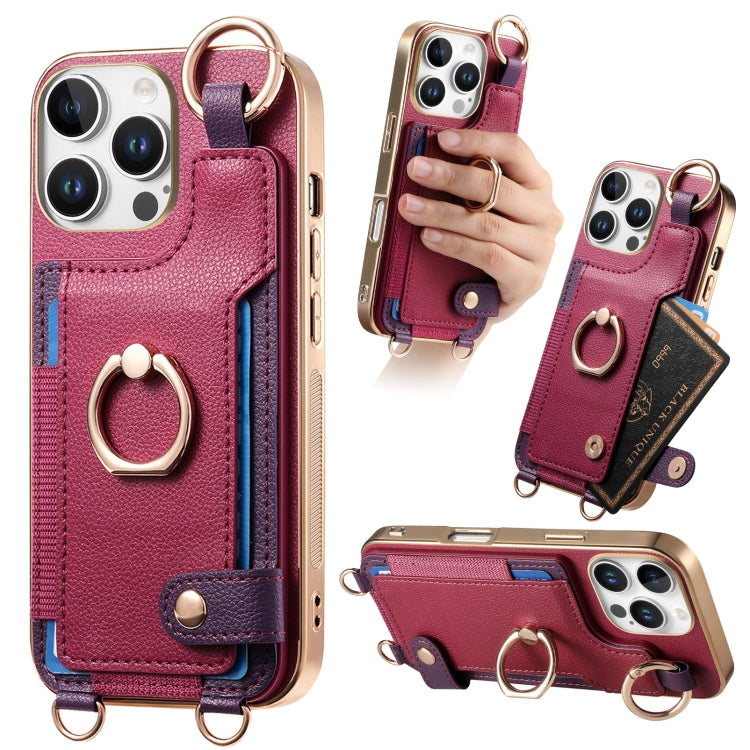 Fashion Ring Card Bag Phone Case with Hang Loop, For iPhone 16 Pro Max, For iPhone 16 Pro, For iPhone 16 Plus, For iPhone 16, For iPhone 15 Pro Max