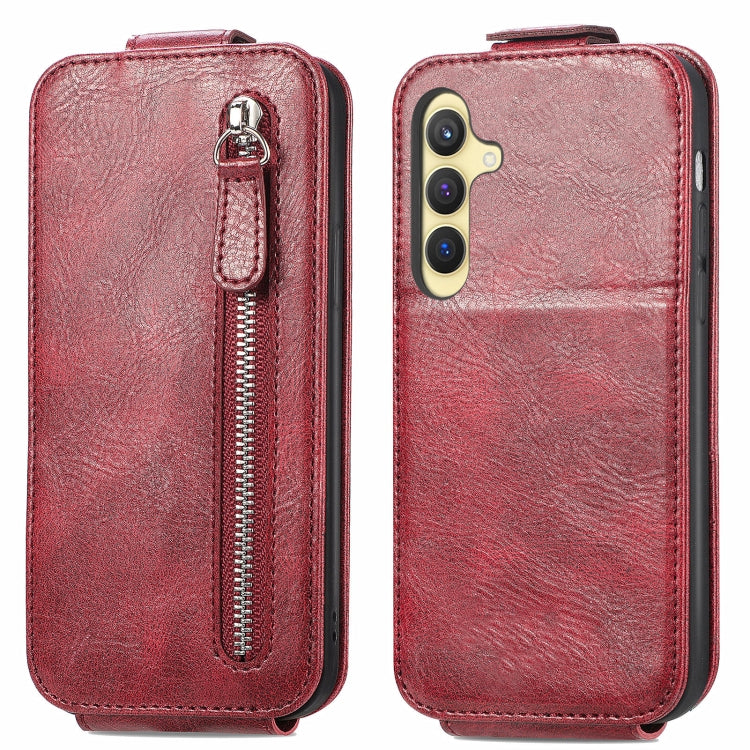 Zipper Wallet Vertical Flip Leather Phone Case, For Samsung Galaxy A06, For Samsung Galaxy S24 FE 5G, For Samsung Galaxy M35, For Samsung Galaxy M15, For Samsung Galaxy A15, For Samsung Galaxy S24 Ultra 5G, For Samsung Galaxy S24+ 5G