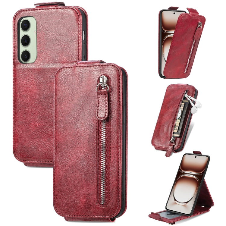 Zipper Wallet Vertical Flip Leather Phone Case, For Samsung Galaxy A06, For Samsung Galaxy S24 FE 5G, For Samsung Galaxy M35, For Samsung Galaxy M15, For Samsung Galaxy A15, For Samsung Galaxy S24 Ultra 5G, For Samsung Galaxy S24+ 5G