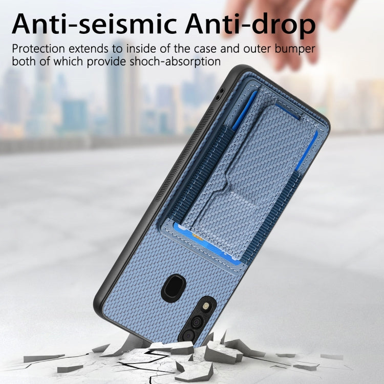 Carbon Fiber Fold Stand Elastic Card Bag Phone Case