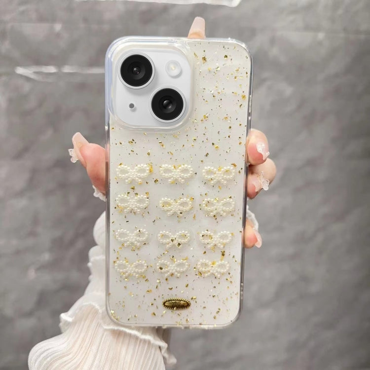 Gold Foil Pearl Bow TPU Phone Case, For iPhone 16 Pro Max, For iPhone 16 Pro, For iPhone 16 Plus, For iPhone 16, For iPhone 15 Pro Max, For iPhone 15 Pro, For iPhone 15 Plus, For iPhone 15, For iPhone 14 Plus, For iPhone 14, For iPhone 14 Pro����������...