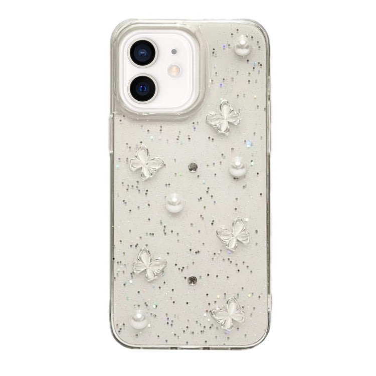 Glitter Pearl Butterfly TPU Phone Case, For iPhone 16 Pro Max, For iPhone 16 Pro, For iPhone 16 Plus, For iPhone 16, For iPhone 15 Pro Max, For iPhone 15 Pro, For iPhone 15 Plus, For iPhone 15, For iPhone 14 Plus, For iPhone 14, For iPhone 14 Pro