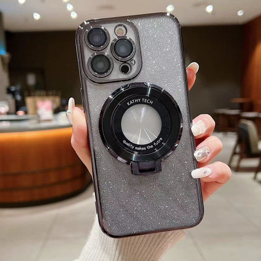 Electroplated Holder Gradient Glitter MagSafe Phone Case, For iPhone 15 Pro Max, For iPhone 15 Pro, For iPhone 15 Plus, For iPhone 15