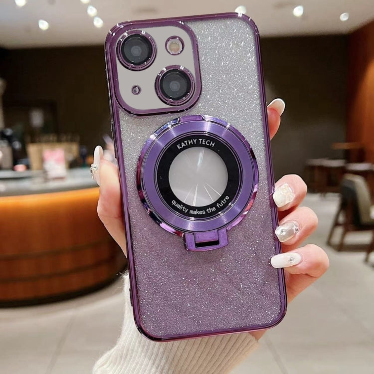 Electroplated Holder Gradient Glitter MagSafe Phone Case, For iPhone 15 Pro Max, For iPhone 15 Pro, For iPhone 15 Plus, For iPhone 15