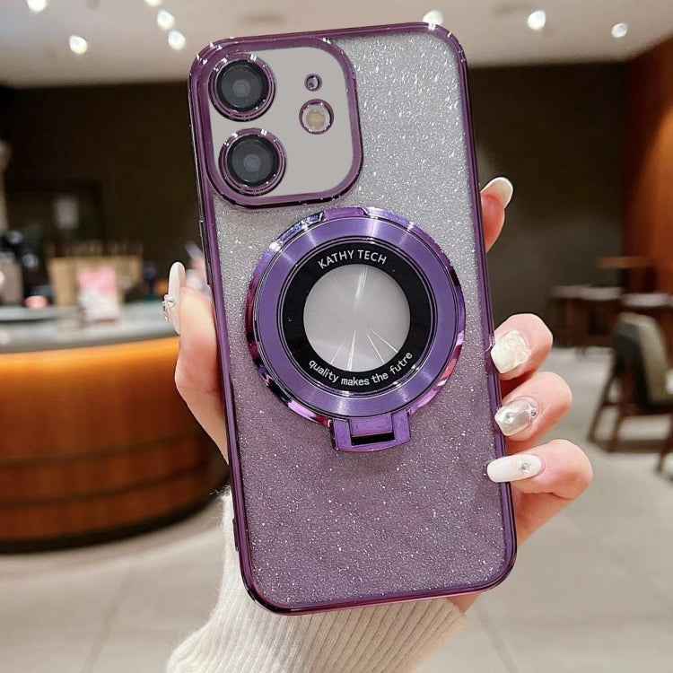 Electroplated Holder Gradient Glitter MagSafe Phone Case, For iPhone 11 Pro Max, For iPhone  11, For iPhone 11 Pro, For iPhone XR