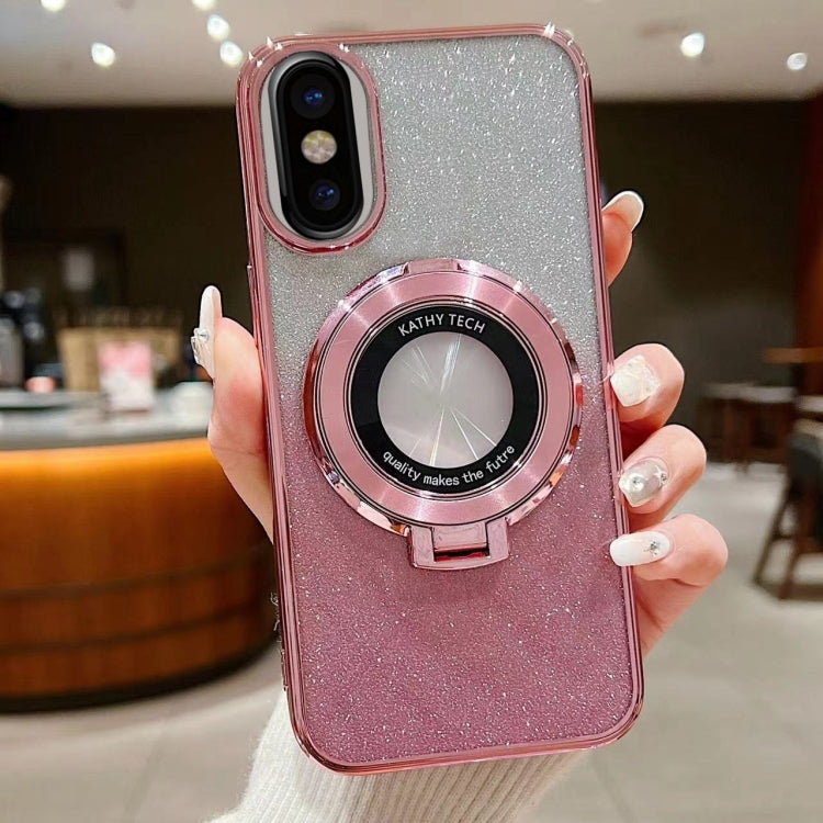 Electroplated Holder Gradient Glitter MagSafe Phone Case, For iPhone 7 / 8 / SE 2022, For iPhone X / XS, For  iPhone 7 Plus / 8 Plus