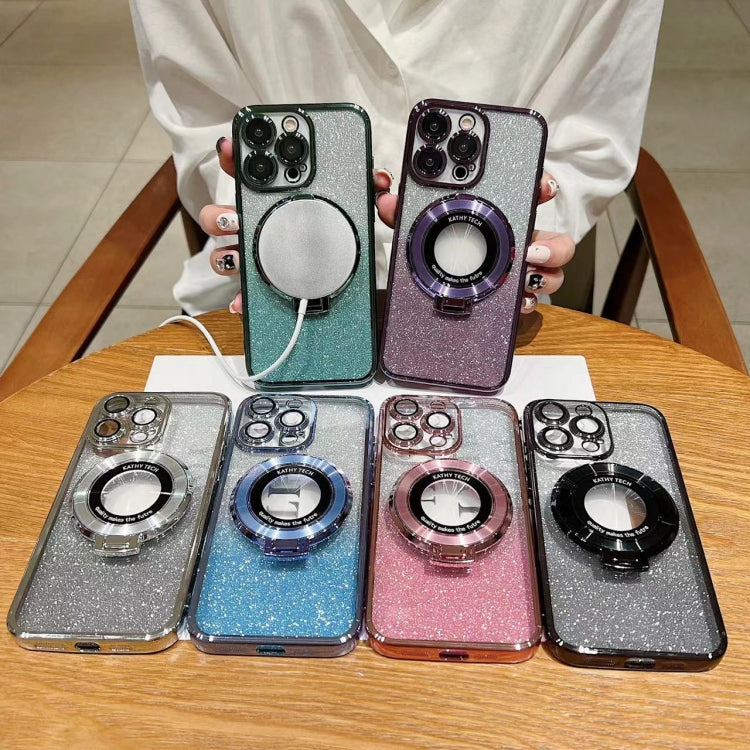 Electroplated Holder Gradient Glitter MagSafe Phone Case, For iPhone 15 Pro Max, For iPhone 15 Pro, For iPhone 15 Plus, For iPhone 15