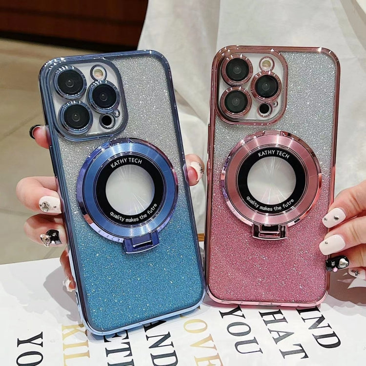 Electroplated Holder Gradient Glitter MagSafe Phone Case, For iPhone 15 Pro, For iPhone 15 Plus, For iPhone 15, For iPhone 14 Plus, For iPhone 14