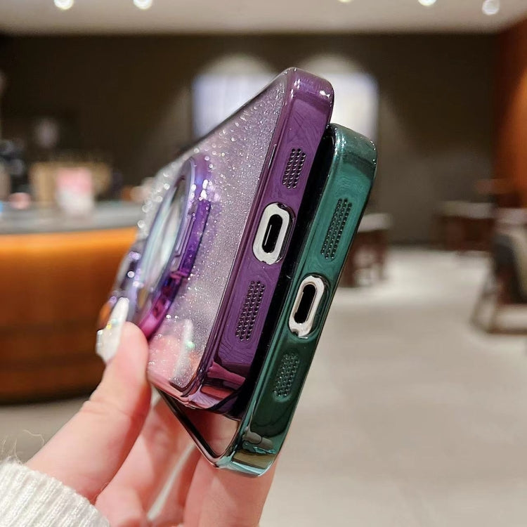Electroplated Holder Gradient Glitter MagSafe Phone Case, For iPhone 15 Pro Max, For iPhone 15 Pro, For iPhone 15 Plus, For iPhone 15