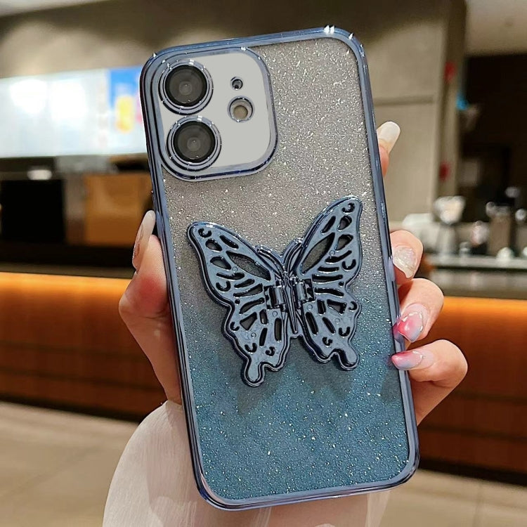 Electroplated Gradient Glitter 3D Butterfly TPU Phone Case, For iPhone 13 Pro, For iPhone 13, For iPhone 13 mini, For iPhone 12, For iPhone 12 Pro Max, For iPhone 12 Pro