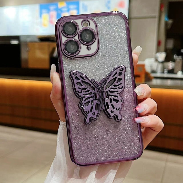 Electroplated Gradient Glitter 3D Butterfly TPU Phone Case, For iPhone 12 mini, For iPhone 11 Pro Max, For iPhone 11, For iPhone 11 Pro, For iPhone XR, For iPhone XS Max