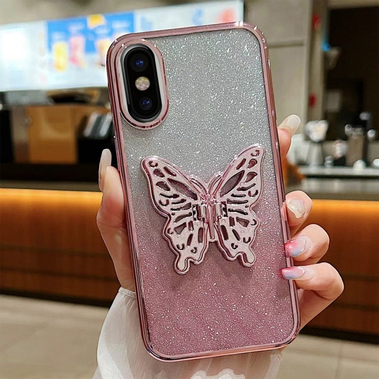 Electroplated Gradient Glitter 3D Butterfly TPU Phone Case, For iPhone 7 / 8 / SE 2022, For iPhone X / XS, For iPhone 7 Plus / 8 Plus