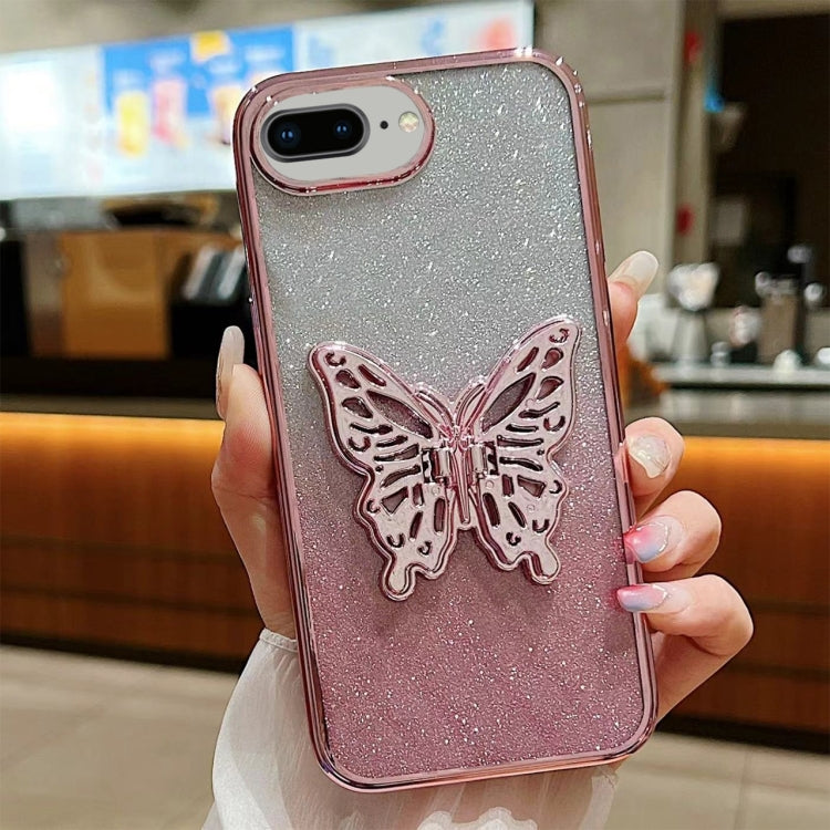 Electroplated Gradient Glitter 3D Butterfly TPU Phone Case, For iPhone 7 / 8 / SE 2022, For iPhone X / XS, For iPhone 7 Plus / 8 Plus