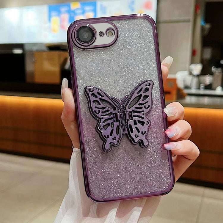 Electroplated Gradient Glitter 3D Butterfly TPU Phone Case, For iPhone 7 / 8 / SE 2022, For iPhone X / XS, For iPhone 7 Plus / 8 Plus