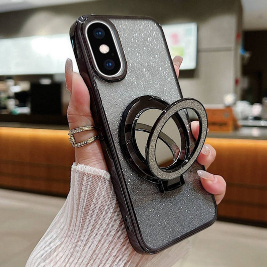 Plated Mirror Holder Gradient Glitter MagSafe Phone Case, For iPhone XS Max, For iPhone 7 / 8 / SE 2022, For iPhone X / XS