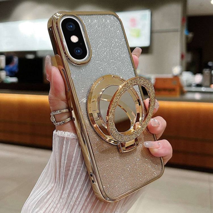 Plated Mirror Holder Gradient Glitter MagSafe Phone Case, For iPhone XS Max, For iPhone 7 / 8 / SE 2022, For iPhone X / XS