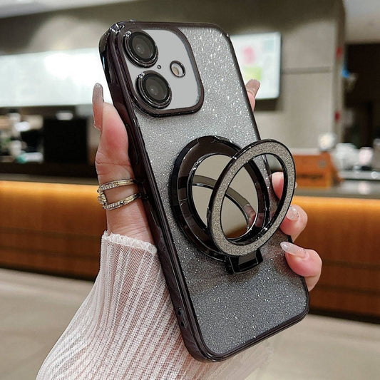 Plated Mirror Holder Gradient Glitter MagSafe Phone Case, For iPhone 16, For iPhone 15 Pro Max, For iPhone 15 Pro