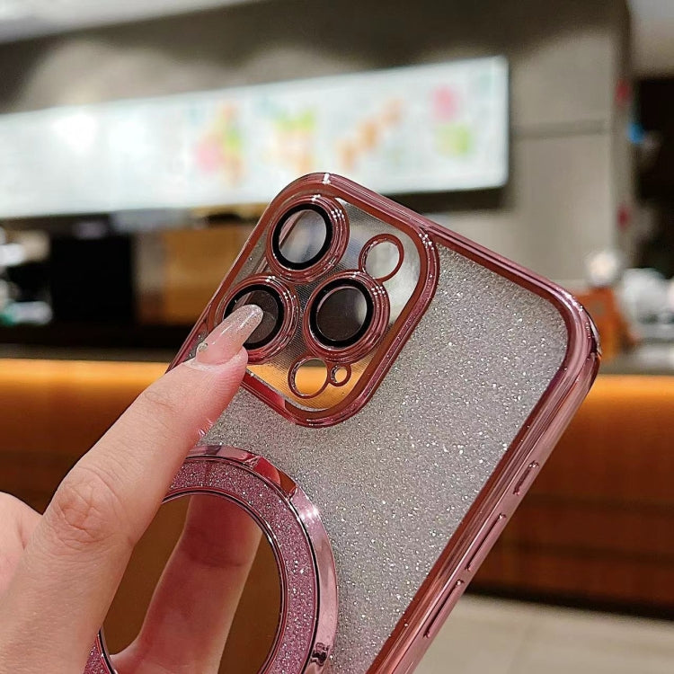 Plated Mirror Holder Gradient Glitter MagSafe Phone Case, For iPhone 16 Pro Max, For iPhone 16 Pro, For iPhone 16 Plus, For iPhone 16