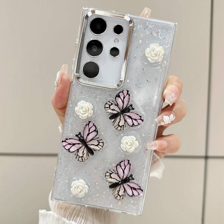 Three-dimensional Butterfly Glitter TPU  Phone Case, For Samsung Galaxy S23 FE 5G, For Samsung Galaxy S23 Ultra 5G, For Samsung Galaxy S23+ 5G, For Samsung Galaxy S23 5G, For Samsung Galaxy S22 Ultra 5G, For Samsung Galaxy S22+ 5G