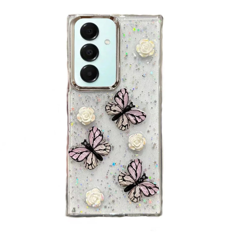 Three-dimensional Butterfly Glitter TPU  Phone Case, For Samsung Galaxy S25 Ultra 5G, For Samsung Galaxy A16 5G, For Samsung Galaxy S24 FE 5G, For Samsung Galaxy A55, For Samsung Galaxy A35, For Samsung Galaxy S24 Ultra 5G, For Samsung Galaxy S24+ 5G