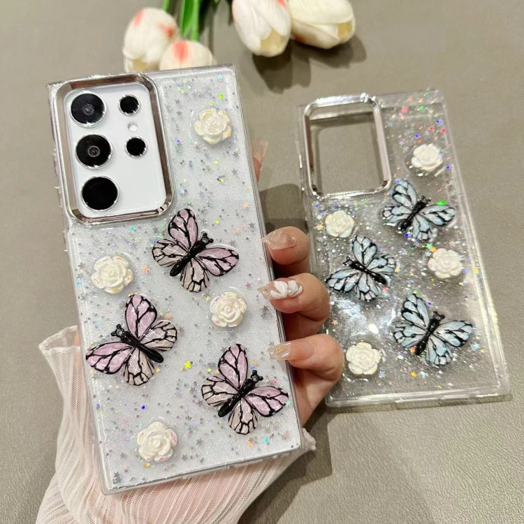 Three-dimensional Butterfly Glitter TPU  Phone Case, For Samsung Galaxy S23 FE 5G, For Samsung Galaxy S23 Ultra 5G, For Samsung Galaxy S23+ 5G, For Samsung Galaxy S23 5G, For Samsung Galaxy S22 Ultra 5G, For Samsung Galaxy S22+ 5G