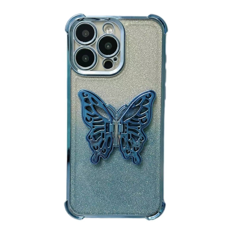 Electroplated Glitter 3D Butterfly Four-corner Shockproof TPU Phone Case, For iPhone 16 Pro Max, For iPhone 16 Pro, For iPhone 16 Plus, For iPhone 16, For iPhone 15 Pro Max, For iPhone 15 Pro