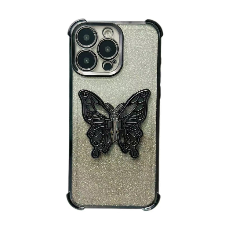 Electroplated Glitter 3D Butterfly Four-corner Shockproof TPU Phone Case, For iPhone 16 Pro Max, For iPhone 16 Pro, For iPhone 16 Plus, For iPhone 16, For iPhone 15 Pro Max, For iPhone 15 Pro