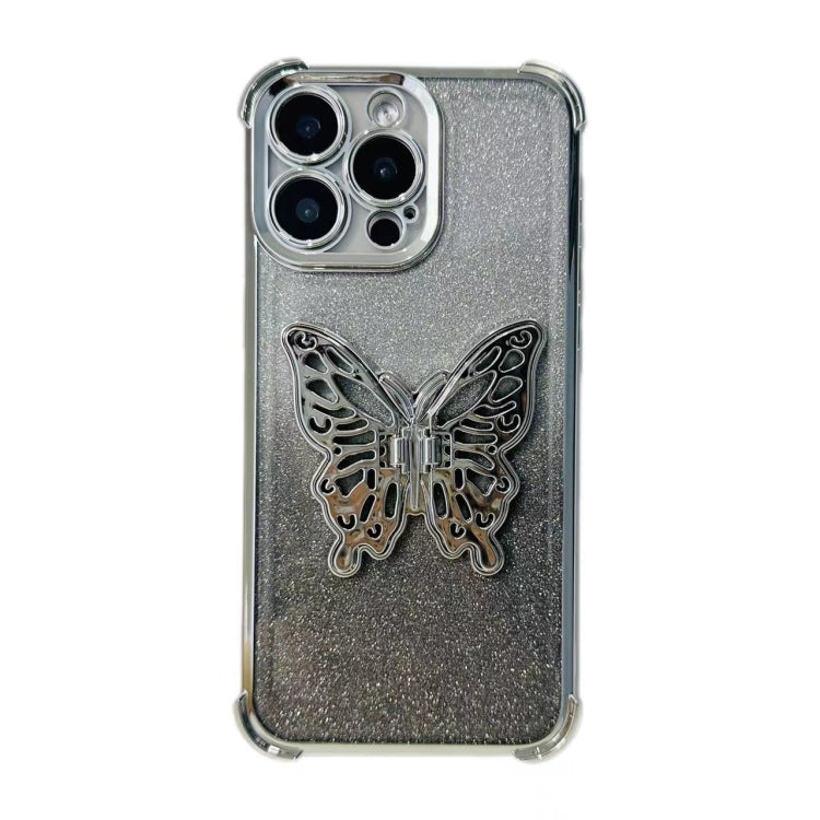 Electroplated Glitter 3D Butterfly Four-corner Shockproof TPU Phone Case, For iPhone 16 Pro Max, For iPhone 16 Pro, For iPhone 16 Plus, For iPhone 16, For iPhone 15 Pro Max, For iPhone 15 Pro