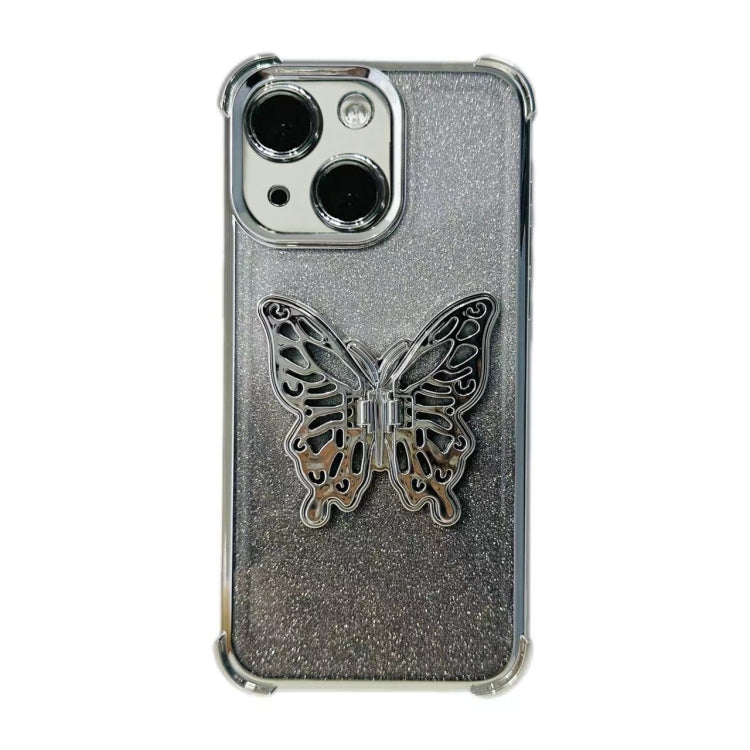 Electroplated Glitter 3D Butterfly Four-corner Shockproof TPU Phone Case, For iPhone 15 Pro Max, For iPhone 15 Pro, For iPhone 15 Plus, For iPhone 15
