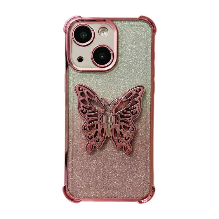 Electroplated Glitter 3D Butterfly Four-corner Shockproof TPU Phone Case, For iPhone 15 Pro Max, For iPhone 15 Pro, For iPhone 15 Plus, For iPhone 15