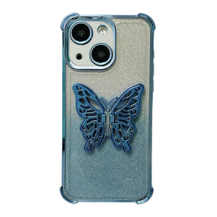Electroplated Glitter 3D Butterfly Four-corner Shockproof TPU Phone Case, For iPhone 15 Pro Max, For iPhone 15 Pro, For iPhone 15 Plus, For iPhone 15